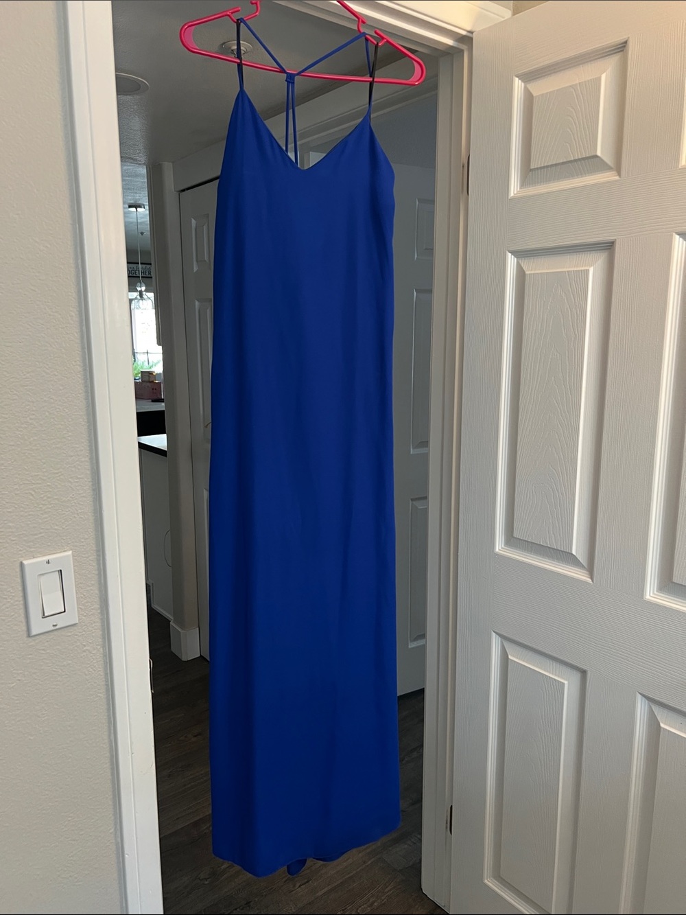 Sleek V-Neck Maxi Dress in Cobalt Blue